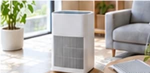 Air purifier housing in a home setting